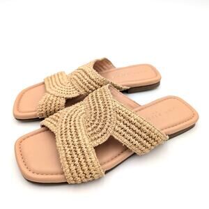 Marc Fisher Navie Slip-On Flat Sandals Women's Open Square Toe Size US7.5M EU38